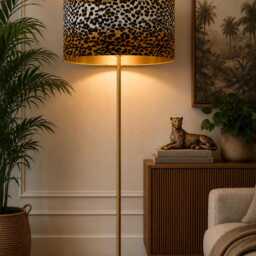 New Luxury Premium Quality Velvet Cheetah Faus Fur Realistic Skin Design Drum Lamp Shade Pendant Light With Metallic Lining - thumbnail 2