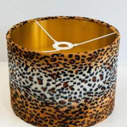New Luxury Premium Quality Velvet Cheetah Faus Fur Realistic Skin Design Drum Lamp Shade Pendant Light With Metallic Lining - thumbnail 3