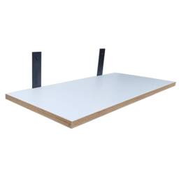 24cm 26cm 28cm 30cm 32cm 34cm Wall Shelves With Black Brackets. White Shelf With Oak Or Grey Edging. Any Between 24-34 Deep Up To 240cm Long - thumbnail 2