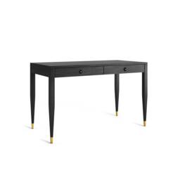 Black Oak Office Desk, Mid-Century Modern, Solid Drawers