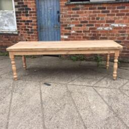 Large 7 Foot Rustic Wood Farmhouse Dining Table. Solid Pine Made To Measure, Any Size, Turned Or Tapered Legs. Painted Stained - thumbnail 2