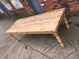 Large 7 Foot Rustic Wood Farmhouse Dining Table. Solid Pine Made To Measure, Any Size, Turned Or Tapered Legs. Painted Stained