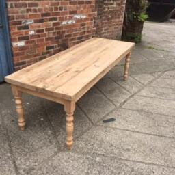 Large 7 Foot Rustic Wood Farmhouse Dining Table. Solid Pine Made To Measure, Any Size, Turned Or Tapered Legs. Painted Stained - thumbnail 3