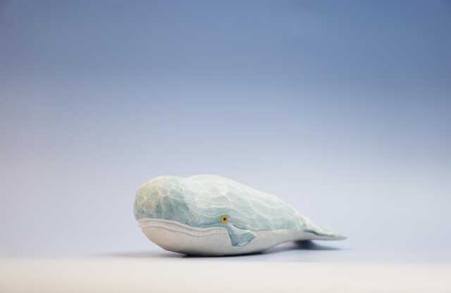 Wooden Whale Sculpture - Figurine Ocean Decor Handmade Coastal Art - image 1