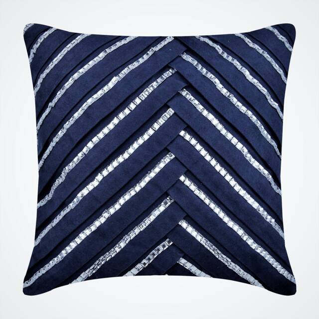 "Decorative Pintucks, Textured Navy Blue European Pillow 24""x24""/26""x26" - image 1
