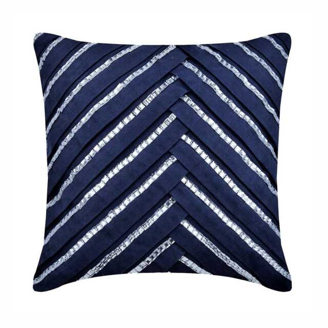 "Decorative Pintucks, Textured Navy Blue European Pillow 24""x24""/26""x26" - image 1