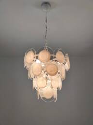 White Discs Murano Glass Chandelier