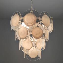 White Discs Murano Glass Chandelier - thumbnail 3