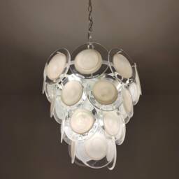 White Discs Murano Glass Chandelier - thumbnail 2