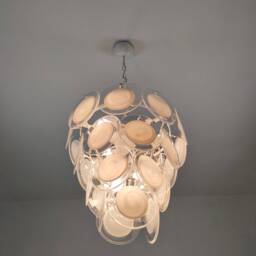 White Discs Murano Glass Chandelier - thumbnail 4
