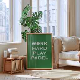 Work Hard Play Padel Wall Art Print, Gift, Minimalist Sport Poster, Funky Home Decor, Tennis Trendy - thumbnail 1