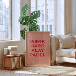Work Hard Play Padel Wall Art Print, Gift, Minimalist Sport Poster, Funky Home Decor, Tennis Trendy - thumbnail 2