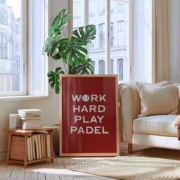 Work Hard Play Padel Wall Art Print, Gift, Minimalist Sport Poster, Funky Home Decor, Tennis Trendy - thumbnail 3
