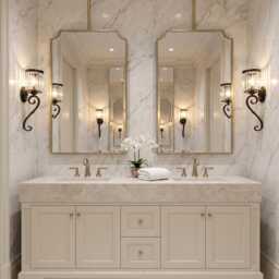 Architectural Suspended Brass Mirror - Ceiling Mounted Vanity Mirrors - thumbnail 3