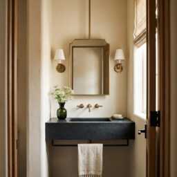 Architectural Suspended Brass Mirror - Ceiling Mounted Vanity Mirrors - thumbnail 2