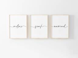 Bathroom Prints, Relax Soak Unwind, Set Of 3, Wall Art, Neutral Bathroom, Modern Home Decor, Bath Print, Quote, Print - thumbnail 1