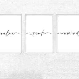 Bathroom Prints, Relax Soak Unwind, Set Of 3, Wall Art, Neutral Bathroom, Modern Home Decor, Bath Print, Quote, Print - thumbnail 2