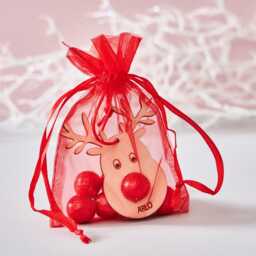 Personalized Reindeer Christmas Ornament - Wooden Name Tag, Chocolate Noses - thumbnail 2