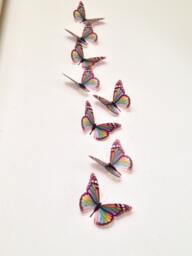 Rainbow Butterfly Wall Art 3D Nursery Wedding Decals - Set Of 8