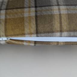 "Autumn Fall Ochre Yellow Grey Tartan Check Linen Look Cushion Cover Reversible 14"" 16"" 18"" 20"" 22"" 24" - thumbnail 2