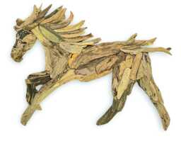 Driftwood Wall Art Horse 70cm, Teak Root Galloping Sculpture