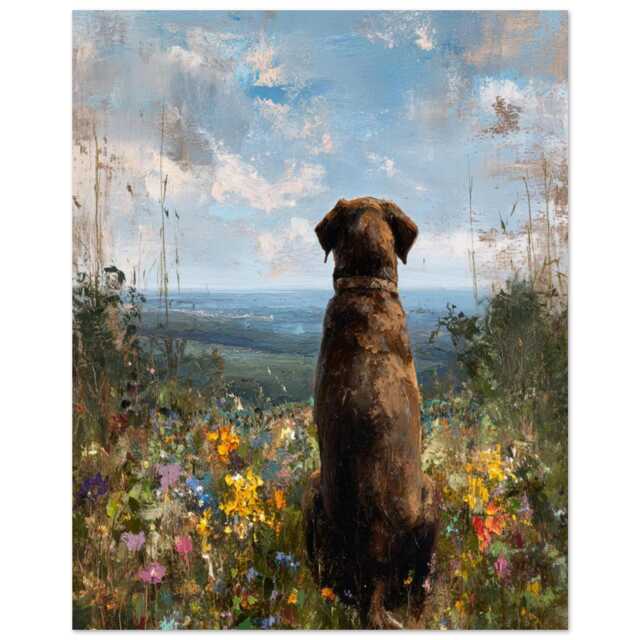 Chocolate Brown Labrador Dog Pet Portrait Poster, Oil Painting Memorial Print, Gift Idea For Owner, Wall Art - image 1