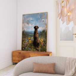 Chocolate Brown Labrador Dog Pet Portrait Poster, Oil Painting Memorial Print, Gift Idea For Owner, Wall Art - thumbnail 2