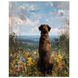 Chocolate Brown Labrador Dog Pet Portrait Poster, Oil Painting Memorial Print, Gift Idea For Owner, Wall Art - thumbnail 1