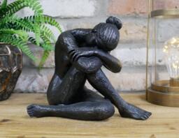 Sad Sitting Lady Sculpture - Ornament Woman Emotional Ornaments Gift For The Living Room