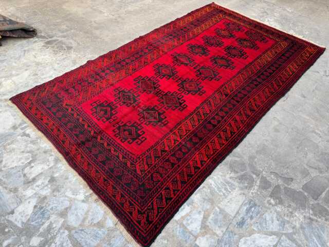 5'5x10 Handmade Afghan Wool Rug - Bold Red & Black Tribal Rug- Authentic Oriental Area Carpet For Living Room, Hallway Or Entryway Gift - image 1