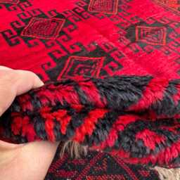 5'5x10 Handmade Afghan Wool Rug - Bold Red & Black Tribal Rug- Authentic Oriental Area Carpet For Living Room, Hallway Or Entryway Gift - thumbnail 4