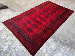 5'5x10 Handmade Afghan Wool Rug - Bold Red & Black Tribal Rug- Authentic Oriental Area Carpet For Living Room, Hallway Or Entryway Gift - thumbnail 1