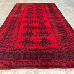5'5x10 Handmade Afghan Wool Rug - Bold Red & Black Tribal Rug- Authentic Oriental Area Carpet For Living Room, Hallway Or Entryway Gift - thumbnail 3