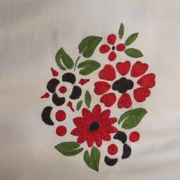 Handmade White Satin Cushion Cover Hand-Painted Flowers - thumbnail 3