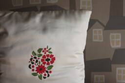 Handmade White Satin Cushion Cover Hand-Painted Flowers