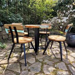 "Round Dining Table With Matching Chairs Made Of Linden Wood, Epoxy Resin ""To Order" - thumbnail 3