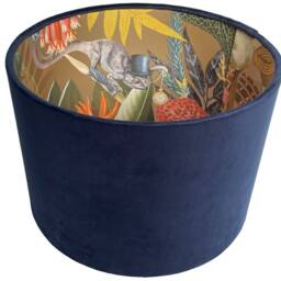 Navy Velvet Lampshade For Ceiling & Table Lamps, Funky Jungle Animal Luxury Drum Light Shade - thumbnail 2