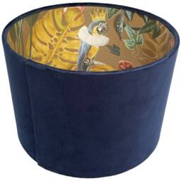 Navy Velvet Lampshade For Ceiling & Table Lamps, Funky Jungle Animal Luxury Drum Light Shade - thumbnail 3
