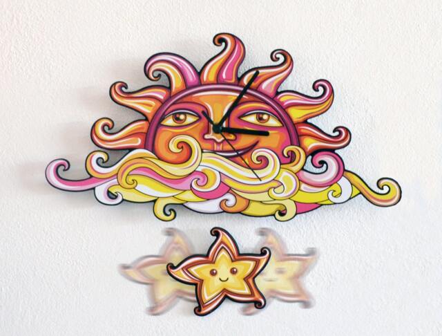 Sunset Face - Wall Clock Pendulum - image 1