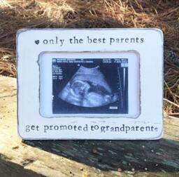 Grandparent Pregnancy Announcement Picture Frame Hand Stamped 4x6 Photo
