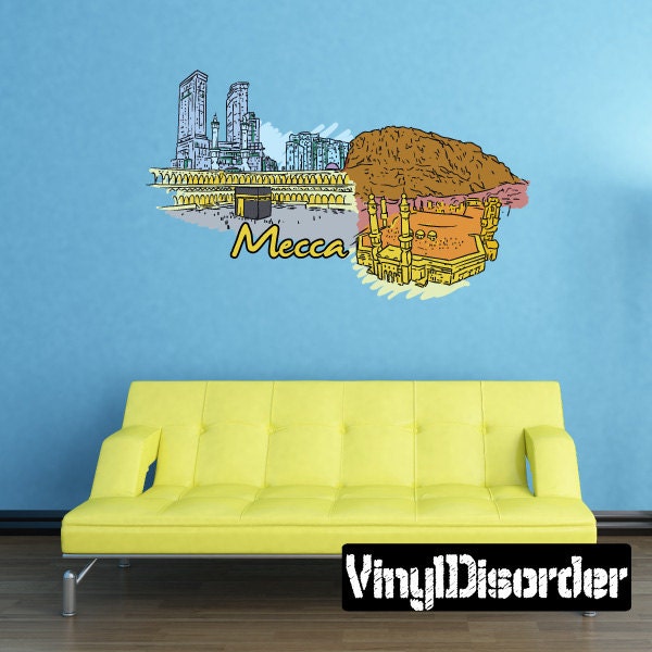 Famous City Mecca Wall Decal - Fabric Vinyl Removable & Reusable Famouscityuscolor015Et