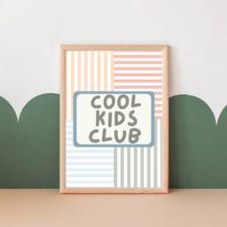 Muted Stripy Squares Cool Kids Club Print, Perfect For Girls Room, Boys Room Or Play - Print Only - thumbnail 3