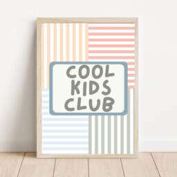 Muted Stripy Squares Cool Kids Club Print, Perfect For Girls Room, Boys Room Or Play - Print Only - thumbnail 2