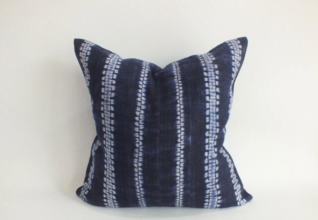 Blue Navy Vintage Recycled Hand-Woven Batik Hemp Sofa Pillow Textile Hand-Printed Indigo Mud Cloth Pillow-Case Pillowslip Home Decor - image 1