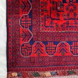 Handmade Red Wool Afghan Rug - 5.5x7.8 Ft Oriental Bukhara Design - thumbnail 3