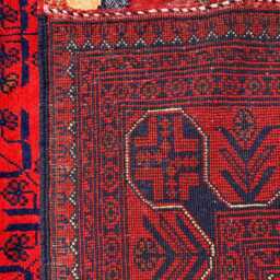 Handmade Red Wool Afghan Rug - 5.5x7.8 Ft Oriental Bukhara Design - thumbnail 4