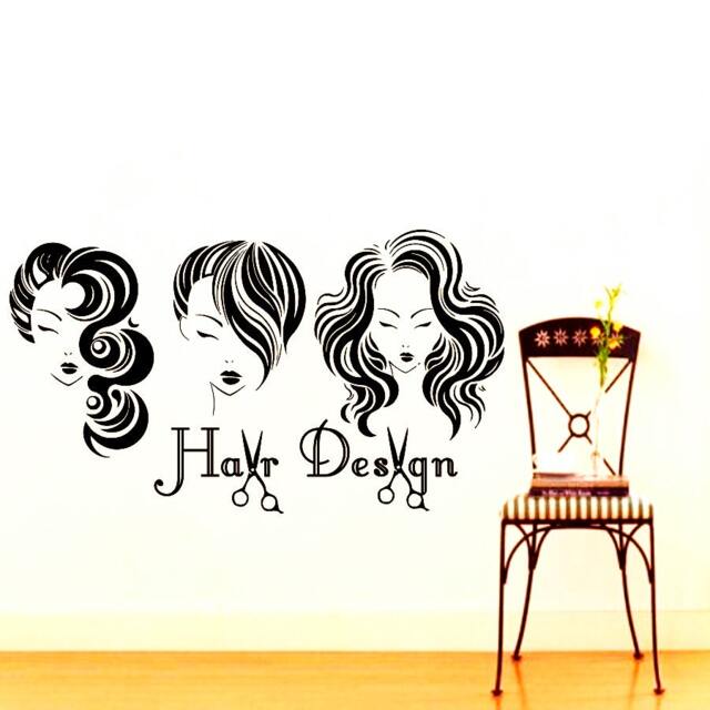 Beauty Salon Wall Decals Hair Design Decal Vinyl Sticker Haircut Scissor Comb Decor Window Na76 - image 1