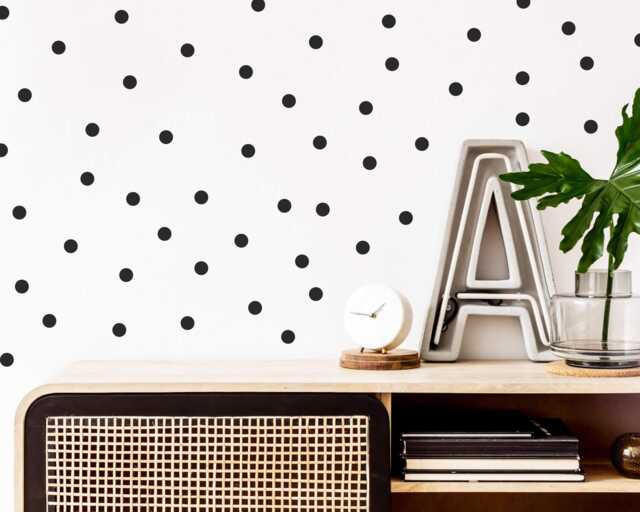 Black Polka Dot Wall Decals 1-Inch Vinyl Stickers, Scandi Decor - 200 Pack - image 1