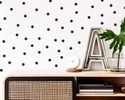 Black Polka Dot Wall Decals 1-Inch Vinyl Stickers, Scandi Decor - 200 Pack - thumbnail 1