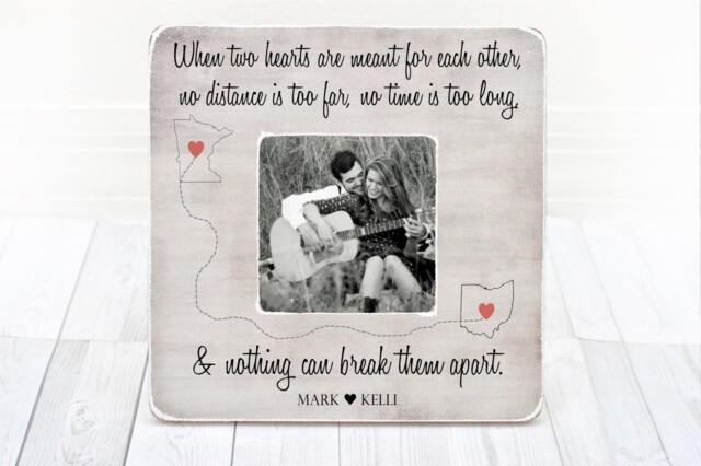 Personalized Long Distance Map Picture Frame Custom State Gift - image 1